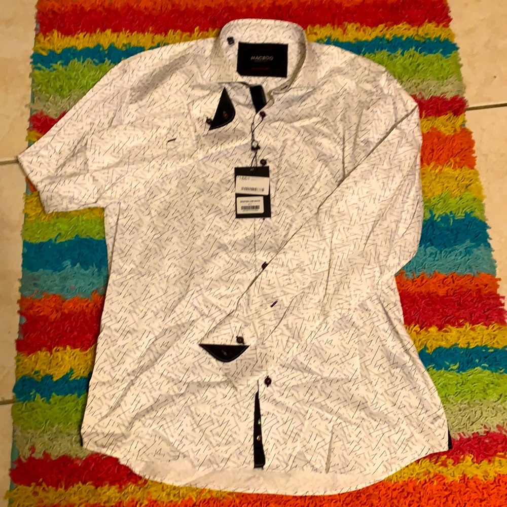 Maceoo Einstein line white long sleeve button up shirt men’s 4 L Paris NWT